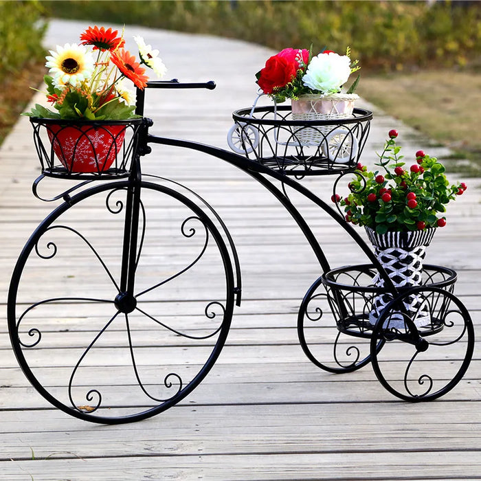 Support de fleur vélo en fer forgé rose