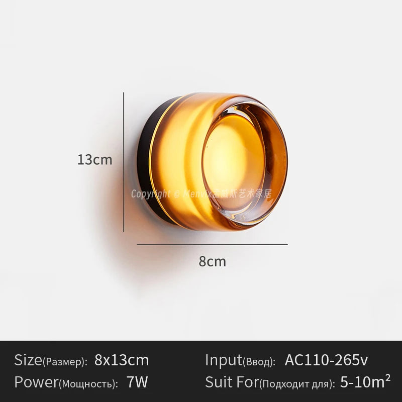 appliques murales modernes transparentes ambre gris clair texturées minimaliste fixées mur flux lumineux led