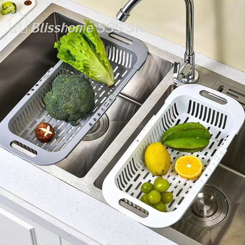 panier cuisine blanc gris rayures moderne réutilisable taille réglable poignées fruits légumes