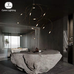suspension lumineuse contemporaine filigrane doré led opalescente grande salle