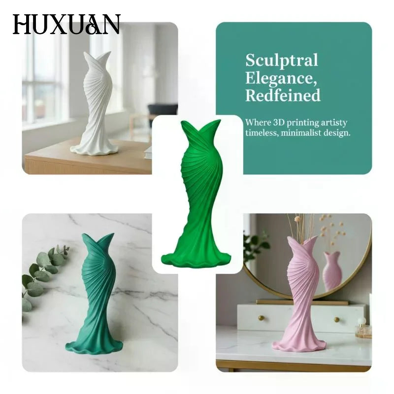 vase moderne résine blanc vert rose plissé minimalisteOpaque maison mariageDecoration