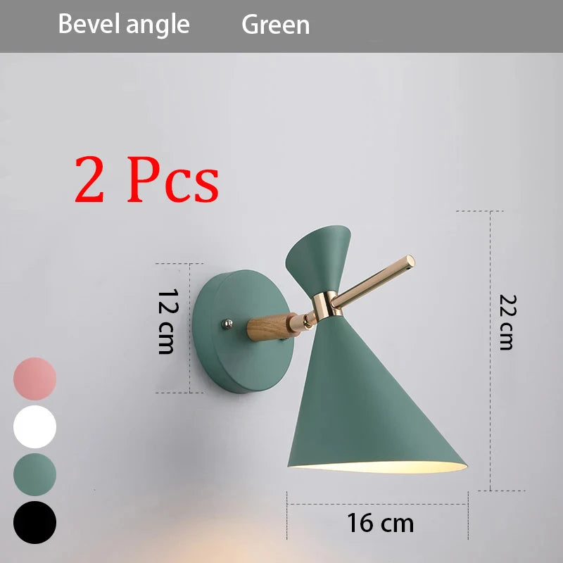lampe murale moderne conique vis fixation noir blanc rose bleu marine jaune gris minimaliste