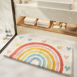 tapis bain fleurs coeurs arc ciel moderne doux absorbant imperméable antidérapant polypropylène polyester