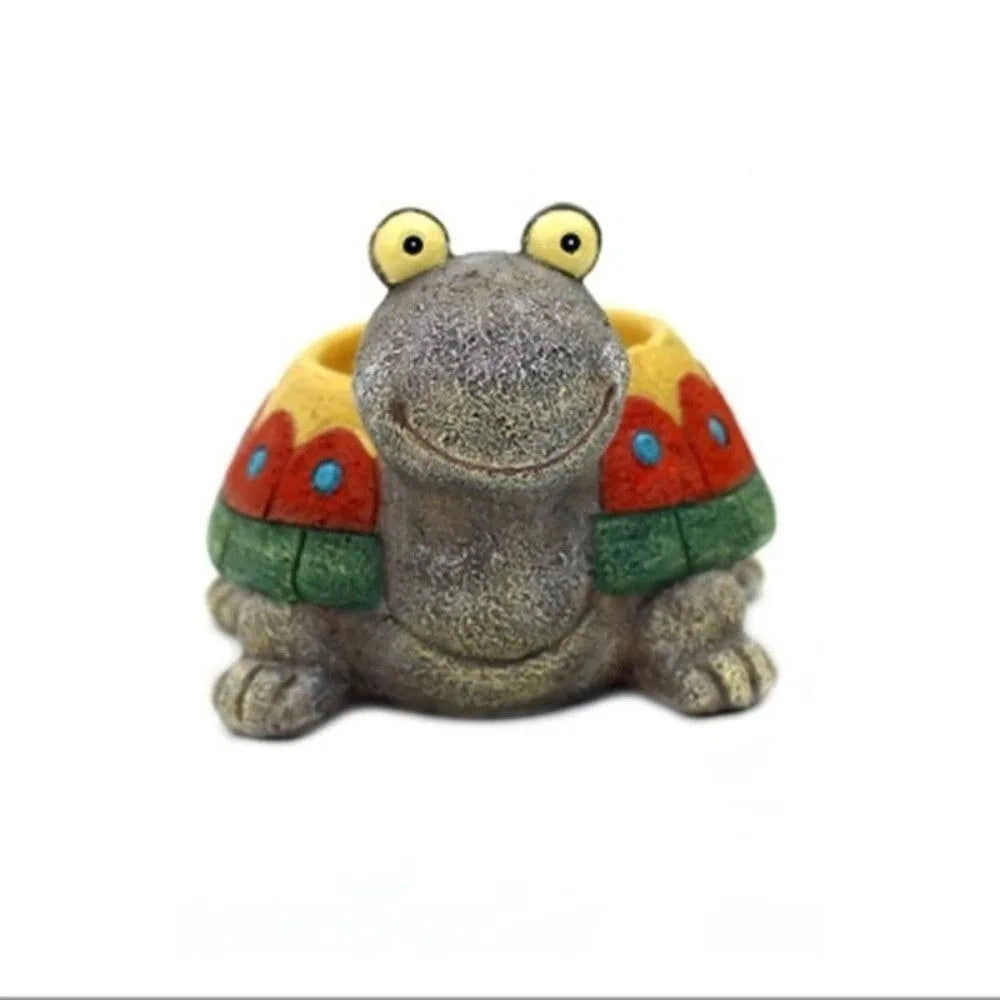cache pot résine forme chien tortue lapin décoration table plantes animaux vert marron gris