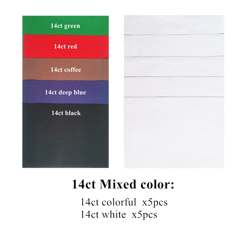 toiles broderie coton 14ct 16ct 18ct 28ct multicolore pack 10 pièces pastorales