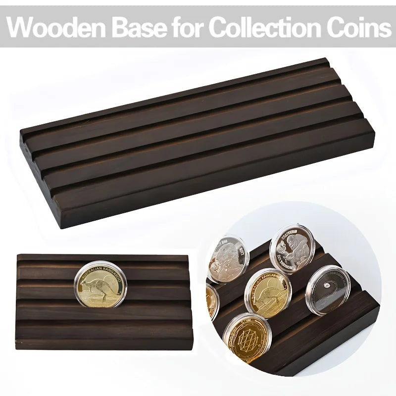 présentoir bois moderne pièces collection décoration organisation stand marron rainures horizontales minimaliste