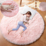 tapis rond peluche douce moderne rose clair salon chambre extérieur blanc opacité adhésif