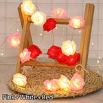 guirlande lumineuse roses décoratives blanc rose rouge adhésive éclairée USB batterie festive