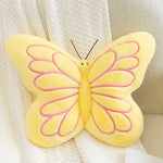 coussin papillon rose jaune bleu violet motif veines détaillées tissu éponge doux velouté mignon
