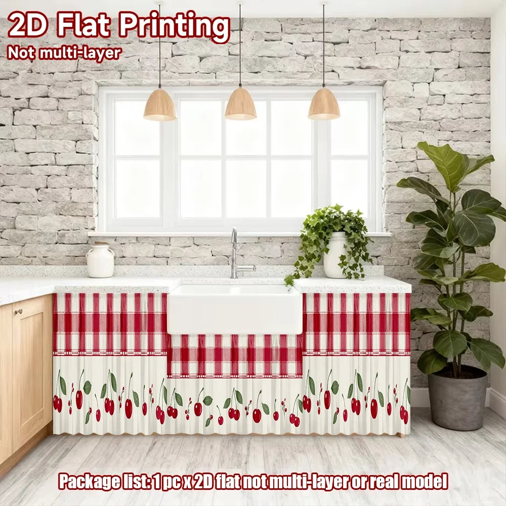 rideau cuisine classique carreaux rouge blanc cerise opacité rustique minimaliste