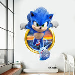 sticker mural 3d sonic bleu blanc rouge moderne adhésif ombre urbain lumière chambre enfant