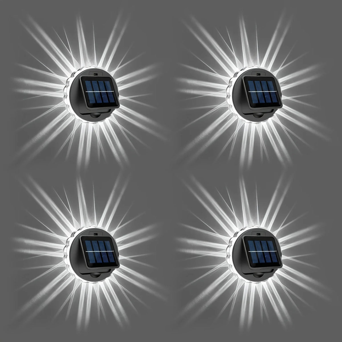 lumières solaires extérieures led modernes appliques murales rondes étoilées noir argenté minimaliste