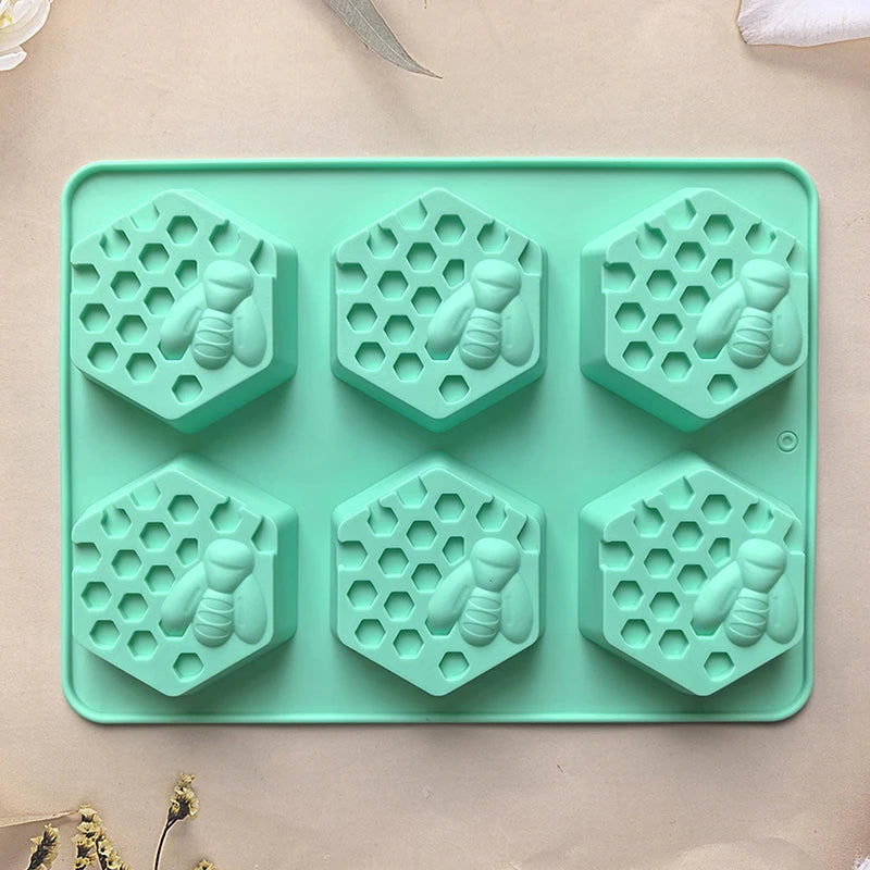 moule savon silicone hexagones nid d'abeille moderne rose violet bleu clair vert