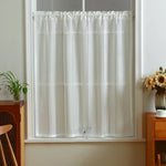 rideau blanc moderne translucide points noirs ruban fixation polyester maison officehôtelcafétaille132x80cm