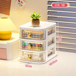 boîte rangement tiroirs transparentes poignées coeurs blanc rose beige