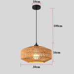 plafonnier suspendu rotin tressé rustique lampes salon chambre semi transparent E27