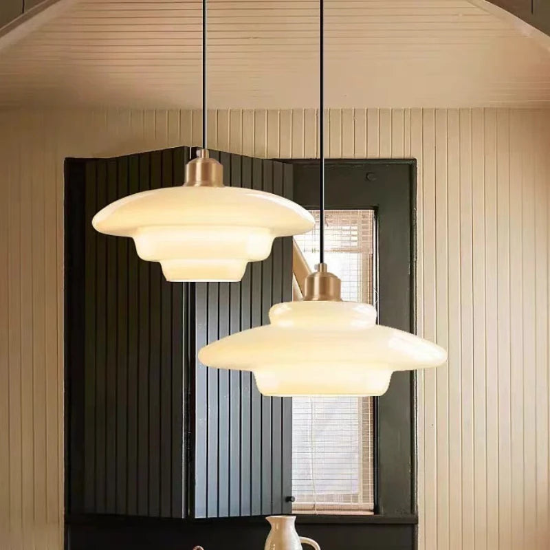 lampe suspendue moderne blanche dorée pierre verre opaque e27 led salon restaurant