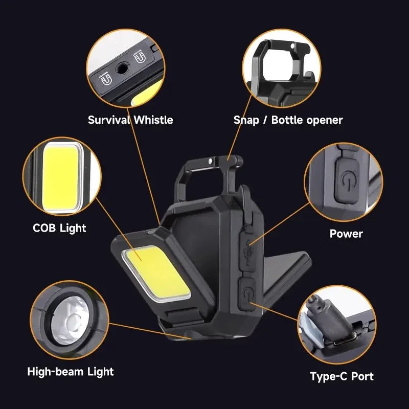 lampe led rechargeable portable multifonctionnelle noir jaune modes tactique camping