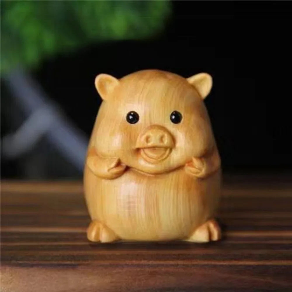 statuettes animales sculptées détaillées zodiaque naturel brun clair artisanal figurines individuelles opaques