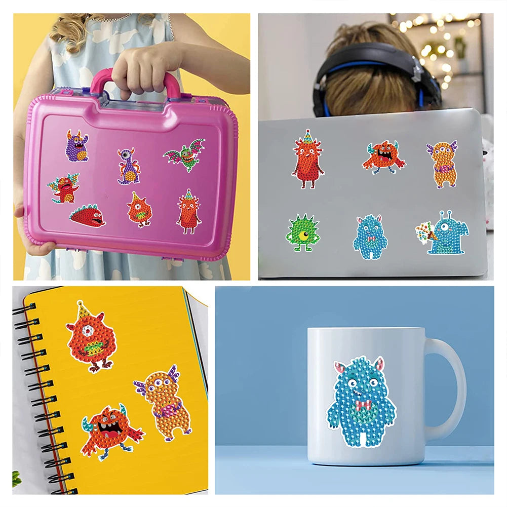 stickers décoration monstres colorés diamant adhésif kit débutants modernes enfants adultes