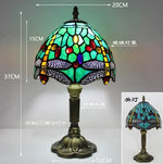lampe table art nouveau tiffany multicolore base sculptée interrupteur bouton