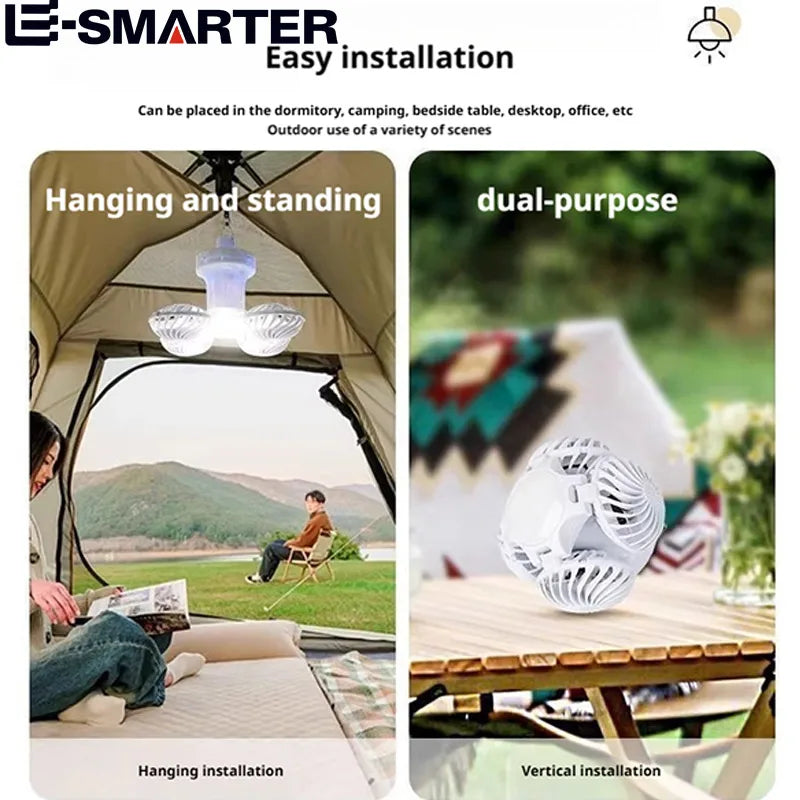 lampe ventilateur moderne blanc pliable rechargeable led interrupteur toucher solar campingextérieur