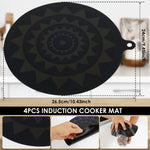 tapis protection induction silicone antidérapant thermochromique noir texturé géométrique pots casseroles