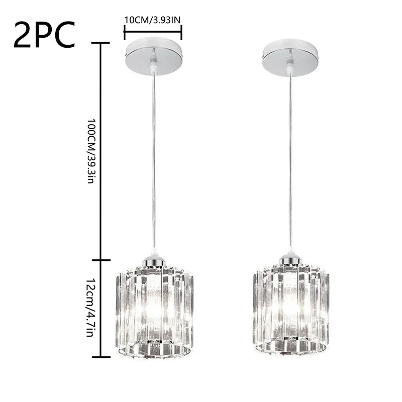 Lampes suspendues moderne argentées verre transparent prismatique salon chambre tactile 110V