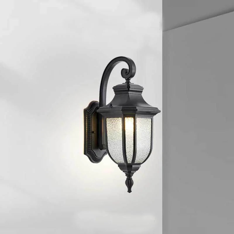 lampe murale classique verre texturé noir éclairage extérieur ip65 led aluminium