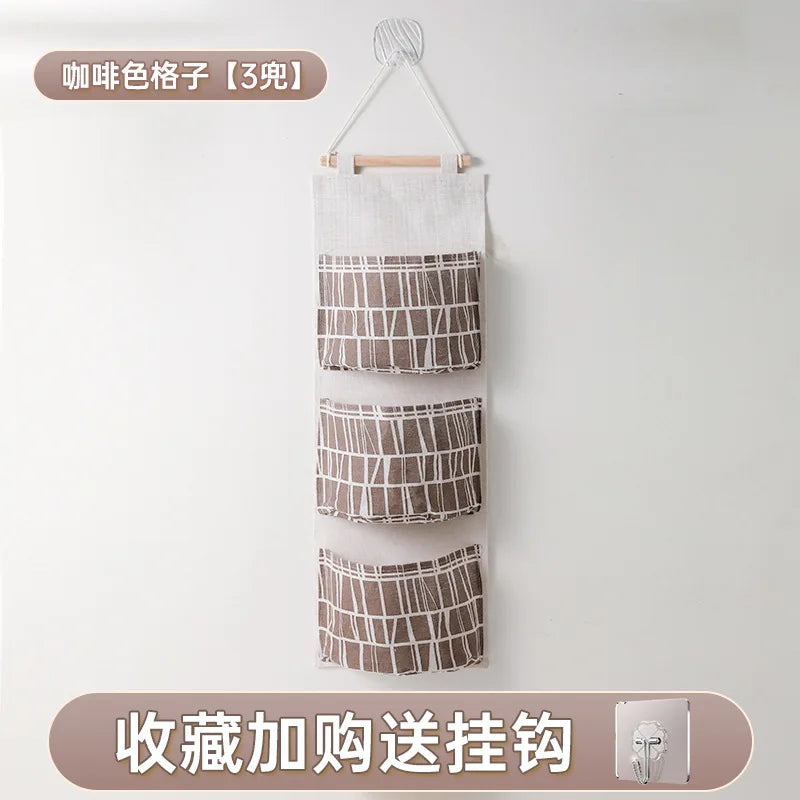 sac rangement mural multiple poches clips magnétiques beige jaune organisation moderne poches utilitaires porte