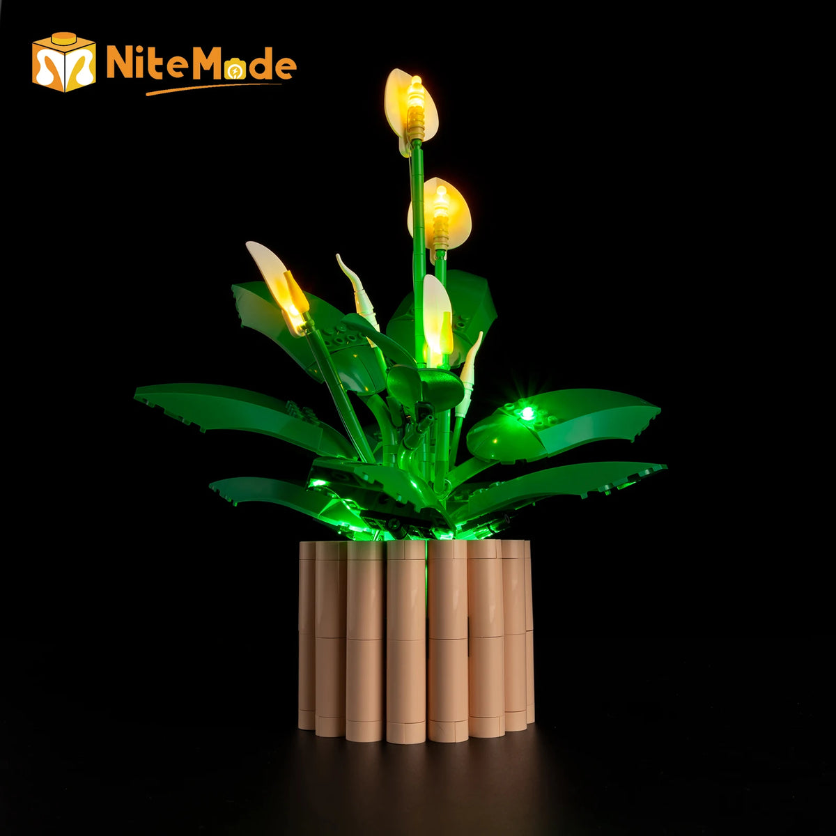 plante artificielle lumineuse feuilles larges éclairage led moderne décoration base vase cable usb