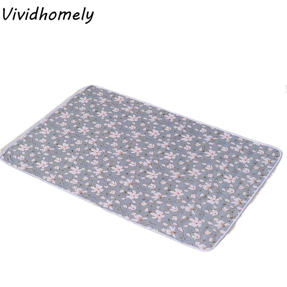 tapis sol gris bleu rose fleurs coeurs carreaux moderne absorbant urine 80cm 120cm