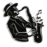 tableau mural noir saxophoniste illustration musicale art populaire décoration salon chambreOpaque 30cmx30cm