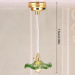 plafonnier miniature or vert orange transparent vintage floral fixé câble flexible