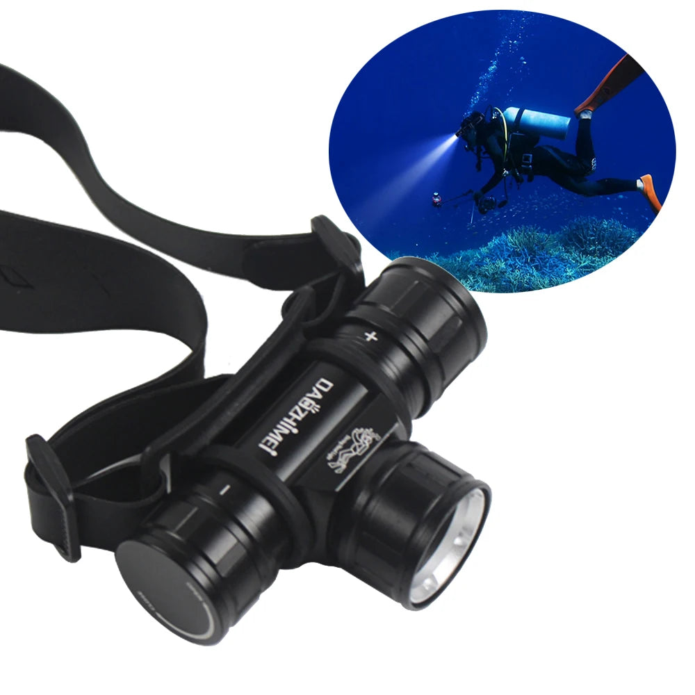 lampe torche plongée noire ceinture ajustable mode haut bas 30w led pratique compact exploration