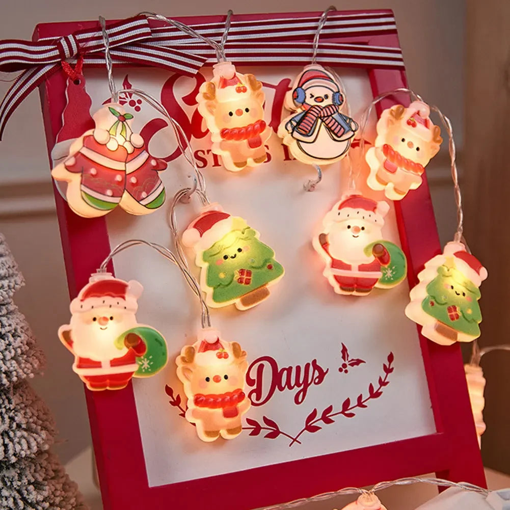 guirlande lumineuse noel personnages decoratifs pere noel bonhomme neige multicolore festiveextérieurintérieur