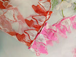 dentelle rose vif blanc orange motifs coeurs feuilles semi transparent
