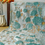 tissu polyester bohème floral vintage motifs roses feuillage semi transparent 160cm
