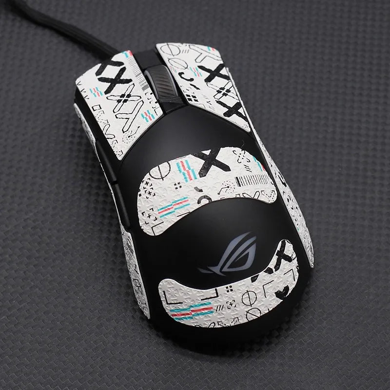 autocollants antiderapants noirs motif geometrique souris gaming rog gladius deux trois