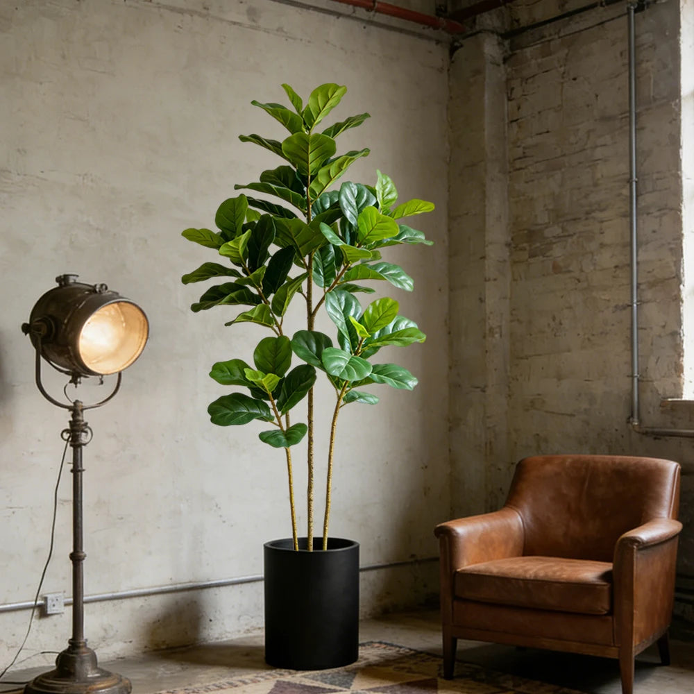 arbre artificiel ficus vert feuilles plastique décoration intérieure pot céramique tropical