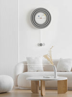 horloge murale moderne nordique aiguilles quartz bois concentrique bleu blanc