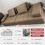 grand canapé angle cuir marron moderne coussins salon appartement luxe