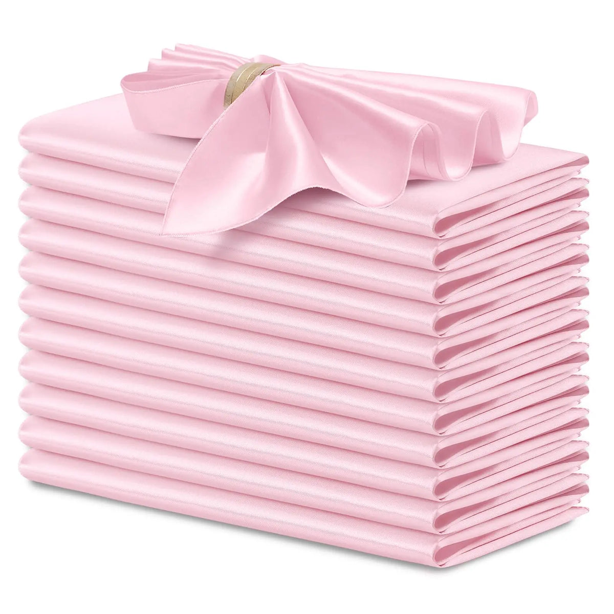 serviettes table satin rose moderne élégantes 12 pièces polyester usage maison restaurant decoration festive