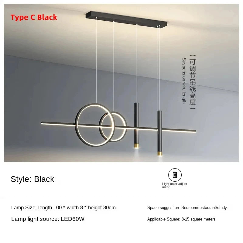 suspension lumineuse moderne ampoules led noir doré blanc circulaire minimaliste
