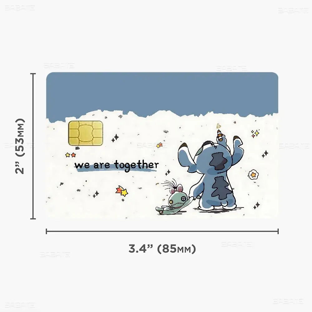 étiquettes carte bancaire stitch dessin animé mignon adhésif réutilisable waterproo