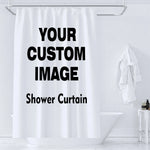 rideau douche personnalisable blanc rayures verticales moderne tapis pièces anneaux suspension polyester