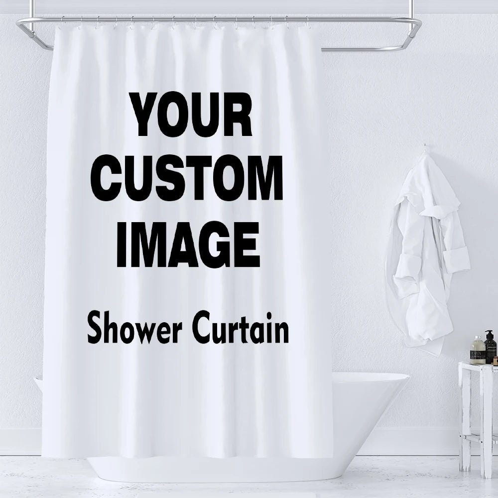 rideau douche personnalisable blanc rayures verticales moderne tapis pièces anneaux suspension polyester