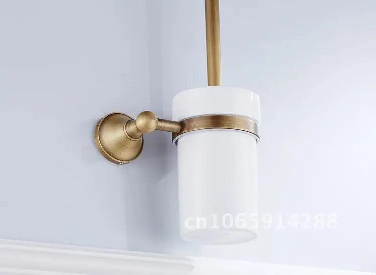 toilette brosse support mural cuivre or blanc classique durable rond lisse opaquet