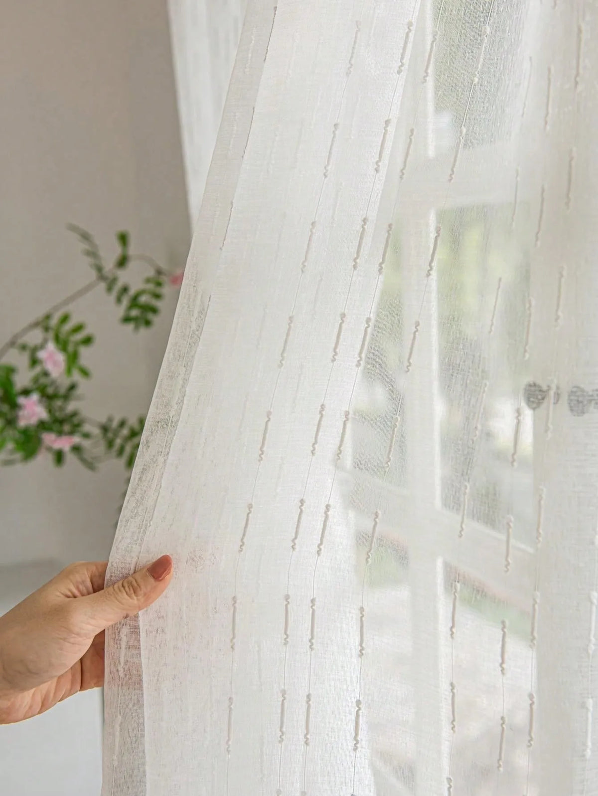 rideau blanc rayures finies transparent moderne auto adhésif facile 100% polyester différentes tailles