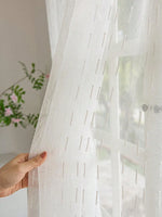 rideau blanc rayures finies transparent moderne auto adhésif facile 100% polyester différentes tailles